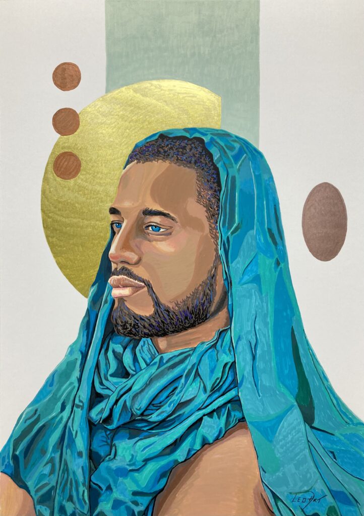 Acrylic markers art  Male portrait  Fine art